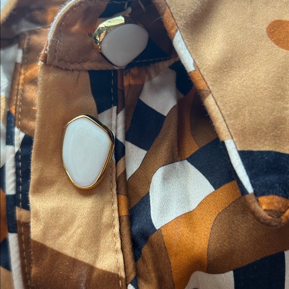 FARM Rio Geometric Mini Dress in Brown and Gold - Picture 8 of 10